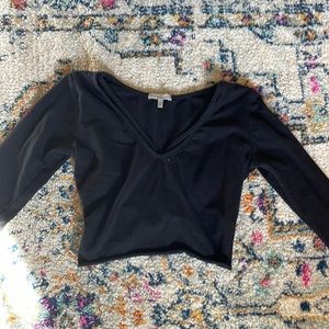 Black Long Sleeve Crop Top